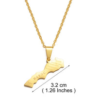 Anniyo 3.2cm Morocco Map Pendant Necklaces Africa Maroc Jewelry Stainless Steel Material #368121