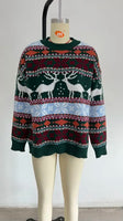 Y2k Style 2025 Winter Women Christmas Sweaters Allover Print Oversized Jumpers Full Sleeve Knitwear Warm Thick Knit Pullover Top