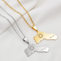 Anniyo 3.5CM Charms Kurdistan Neckalces for Women Girls Stainless Steel Jewelry #533362