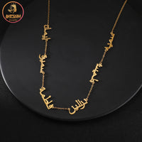 Akizoom Personalized Multiple 1-6 Arabic Names Letters Necklace Stainless Steel Plated Chain Choker for Women Jewelry Gift