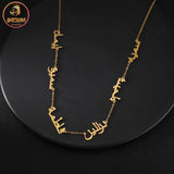 Akizoom Personalized Multiple 1-6 Arabic Names Letters Necklace Stainless Steel Plated Chain Choker for Women Jewelry Gift