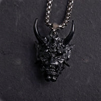 Retro Devil Mask Pendant Japanese Samurai Style Punk Pendant Necklace Men's Gothic Halloween Jewelry Gift