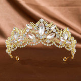 1Pc Golden Baroque Crystal Tiaras And Crowns For Women Bride Rhinestone Prom Diadem Headband Bridal Wedding Hair Accessories