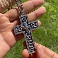 Vintage Cross Pendant Necklace with Secret Compartment Cross Necklace 3D Printed Charm Jewelry Necklace for Women Men