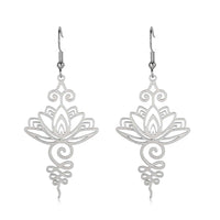 Lotus Flower Pendant Earrings Stainless Steel Unalome Lotus Necklace Choker Chakra Symbol Hindu Lotus Pendant Spiritual Jewelry