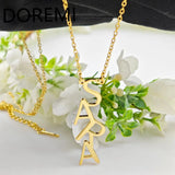 DOREMI Customized Letters Charm Name Necklace Big Letter Title Pendant Custom Initial Vertical Drop Name Necklace