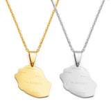 Anniyo 2.3cm Reunion Map Pendant Necklaces Réunion Jewelry France for Women Girls #368021