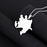 2024 new fashion stainless just Azerbaijan map with city pendant necklace temperament everything collarbone chain birthday anniv