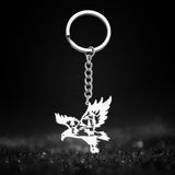 Dawapara Vintage Eagle Crow Raven Pendant Keychain Viking Animal Bird Protection Amulet Stainless Steel Keyring Jewelry
