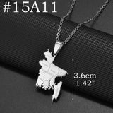 Anniyo India Pakistan Bangladesh Map Pendant Necklaces for Women Stainless Steel Jewelry #518462