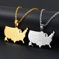 Anniyo American Map With State Name Pendant and Necklaces for Women Girls United States Map Jewelry USA #317301