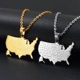 Anniyo American Map With State Name Pendant and Necklaces for Women Girls United States Map Jewelry USA #317301