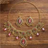 Water Drop Pendant Hollowed-out Tassel Jewelry Set Hollowed Out Ethnic Style Women Jewelry Set Vintage Exaggeration
