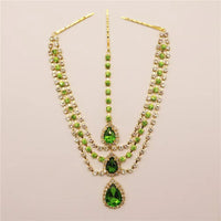 Exquisite Fashionable  Multi Layer Rhinestone Pendant Head Chain Bridal Wedding Ladies Crystal Forehead Chain Jewelry