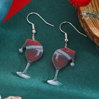 Christmas Tassel Earrings Women Movable Santa Claus Snowflake Asymmetrical Long Chain Pendant Earrings New Year Jewelry Gifts