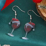 Christmas Tassel Earrings Women Movable Santa Claus Snowflake Asymmetrical Long Chain Pendant Earrings New Year Jewelry Gifts