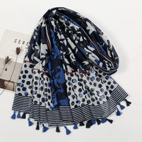 Ethnic Printed Cotton Hijab Viscose Tassels Scarf For Muslim Woman Hijabs Shawls Lady Soft Long Wraps Islim Headband Turban