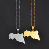 Anniyo Central African Map Pendant Necklaces for Women Men Stainless Steel African Centrafricaine Jewelry #298621