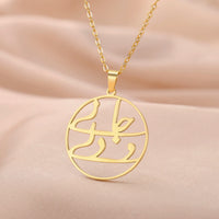 LIKGREAT Iranian Persian Poem Caliography Necklace for Women Men Stainless Steel Farsi Women Life Freedoom Pendant Jewelry Gifts