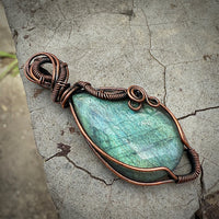 Handmade Copper Wire Wrapped Labradorite Gemstone Pendant Necklace Is Perfect For Spiritual Connection And Intuition For Women
