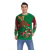 Men Women Xmas Sweatshirt 3D Christmas Wine Glass Bell The Gingerbread Man Print Ugly Christmas Sweater Holiday Party Jumper Top