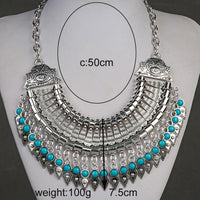 Fashion Ethnic Gypsy Bohemian Choker Necklace For Women Beads Drop Tassel Vintage Big Statement Collier Femme Party Jewelry Gift