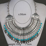 Fashion Ethnic Gypsy Bohemian Choker Necklace For Women Beads Drop Tassel Vintage Big Statement Collier Femme Party Jewelry Gift