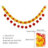 Artificial Marigold Garland Indian Style 135CM Home Decor with Pearl Festival Ornament for Halloween Day of The Dead Christmas