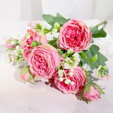 Silk Artificial Flower Rose Peony Bouque Home Decoration Bridal Holding Flower Wedding Decor Bouquet DIY Fake Flower Arrangement