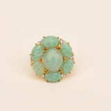 G-G Natural Amazonite Blue Crystal Cubic Zirconia Flower Shape Ring Fashion Gift