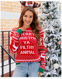 2025 Winter Women Christmas Knit Sweaters Chic Elk Print Jacquard Knitwear Long Sleeve O Neck Pullover Top Soft Warm Jumper Y2k