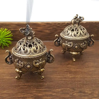 Mini Elephant Three Leg Incense Burner Sandalwood Metal Home Office Decor Therapeutic Incense Holder for Relaxation