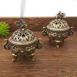 Mini Elephant Three Leg Incense Burner Sandalwood Metal Home Office Decor Therapeutic Incense Holder for Relaxation
