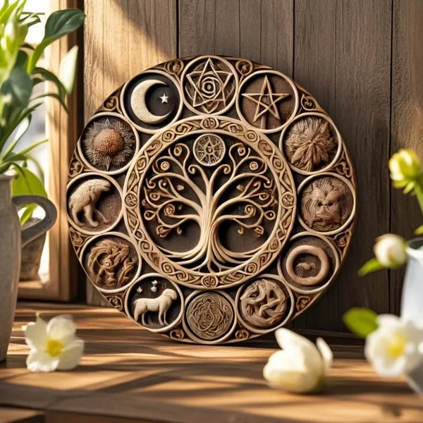 VintageTinWorks Celtic Wall Art - Tree Of Life Wooden Decor - Perfect for Home, Bar, Cafe & Garage Spaces