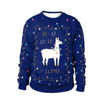 Men Women Llama Ugly Christmas Sweatshirt 3D Funny Print New Year Eve Xmas Sweater Couples Pullover Holiday Party Jumper Tops
