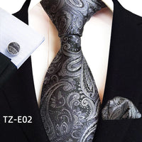 Royal Striped Paisley Ties For Men Luxury 8cm Necktie Pocket Square Cufflinks Gift Set Jacquard Weave Tie Suit Accessories