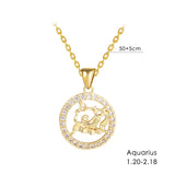 12 Zodiac Signs Necklace Copper Gold Plated Zodiac Signs Pendant Chain Ladies Necklace Birthday Jewelry Ladies Jewelry