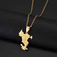 Anniyo 2.9cm Mayotte Map Pendant Necklaces for Women Girls France Jewelry #013662