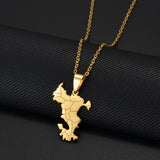 Anniyo 2.9cm Mayotte Map Pendant Necklaces for Women Girls France Jewelry #013662