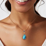 Labrador Stone Necklace Stone Gemstone Pendant Copper Wire Wrapped Jewelry Natural Labradorite Necklace Gifts For Women