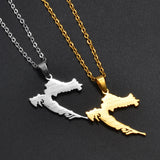 Anniyo Croatia Map With Cities Šibenik Pendant Necklaces Stainless Steel for Women Girls Maps of the Croatian Jewelry #310201