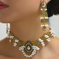New Vintage Jewelry For Women Simulated Pearl Beads Jewelry Sets Water Drop Shaped Decoration Necklace Earrings Set For Women