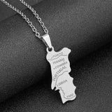 2024 new fashion stainless steel Portugal map pendant necklace temperament everything collarbone chain birthday anniversary gift
