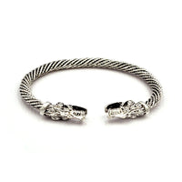 Classic Animal Viking Double Wolf Head Adjustable Bracelet Men Stainless Steel Bracelet Fashion Double Snake Heads Jewelry Gift