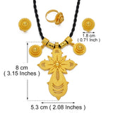 Anniyo 2025 NEW Ethiopian Jewelry Sets Cross Pendant Necklaces Earrings Rings African Eritrean Habesha Weeding Gifts #300116