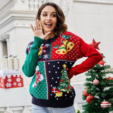 Christmas Sweater Women's Socks Christmas Tree Autumn/Winter New Round Neck Long Sleeve Loose Knitted Sweater 2024 Y2k Cloting