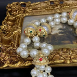 Luxury Vintage Baroque long pearl fringe necklace French delicate elegant colorful rhinestones wedding party jewelry accessories