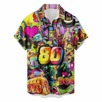 Retro 80s 90s Hawaiian Shirts Men Clothing 3D Printed Short Sleeves Tops Cool Outdoor Lapel Blouse Y2k Summer Button Shirt