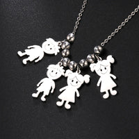 Personalized Boy Girl Necklace Custom Chain Name Mother Father Day Kid Family Gift For Women Men Stainless Steel Pendant Jewelry