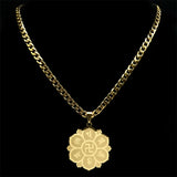Buddhist Scripture Mantra Om Mani Padme Hum Necklace for Men Women Stainless Steel Gold Color Necklaces Jewelry Gifts N2665-1S05
